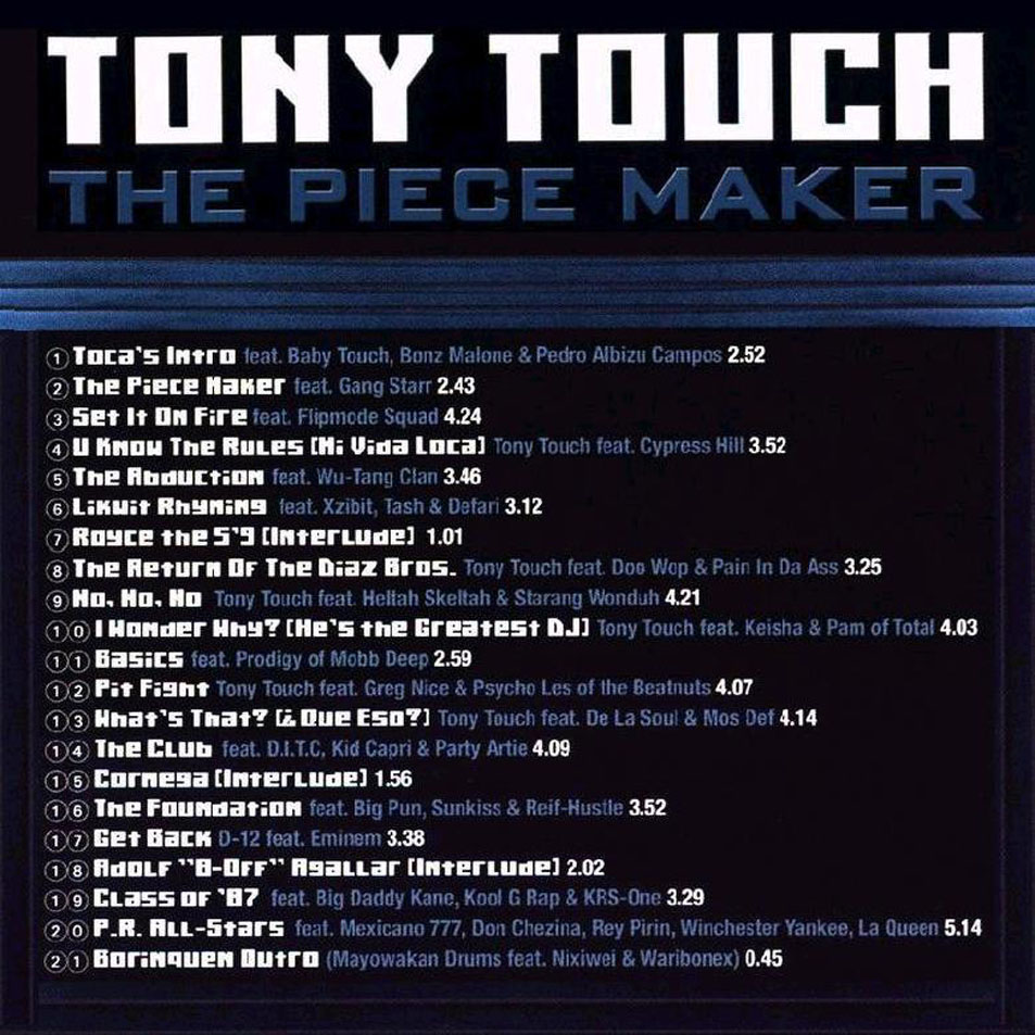 Cartula Interior Frontal de Tony Touch - The Piece Maker