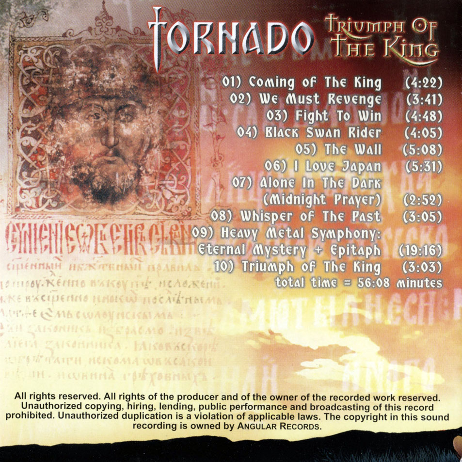 Cartula Interior Frontal de Tornado - Triumph Of The King