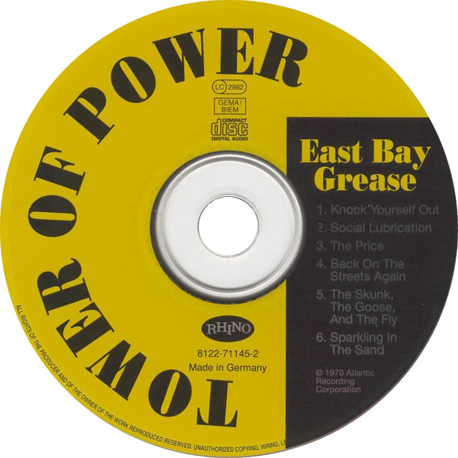 Cartula Cd de Tower Of Power - East Bay Grease