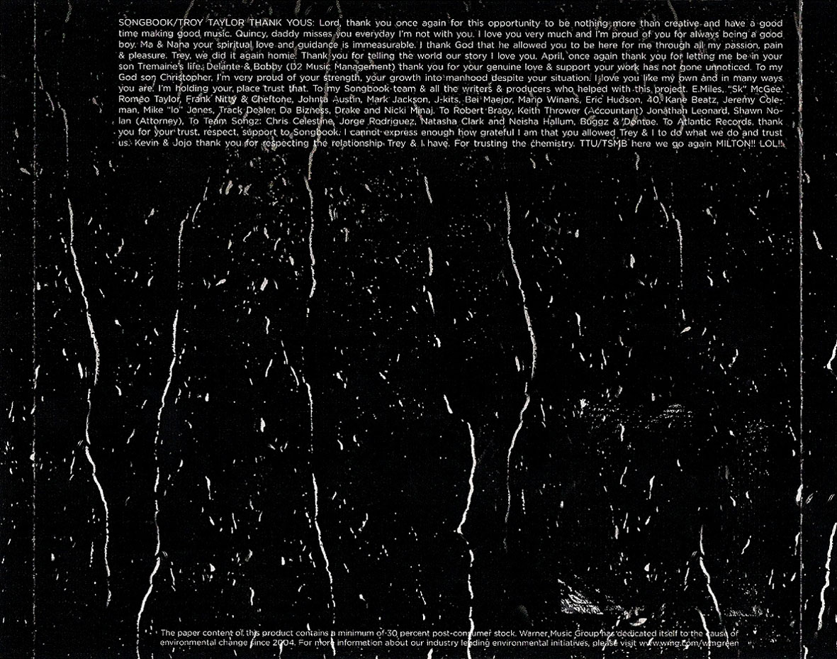 Cartula Interior Trasera de Trey Songz - Passion, Pain & Pleasure