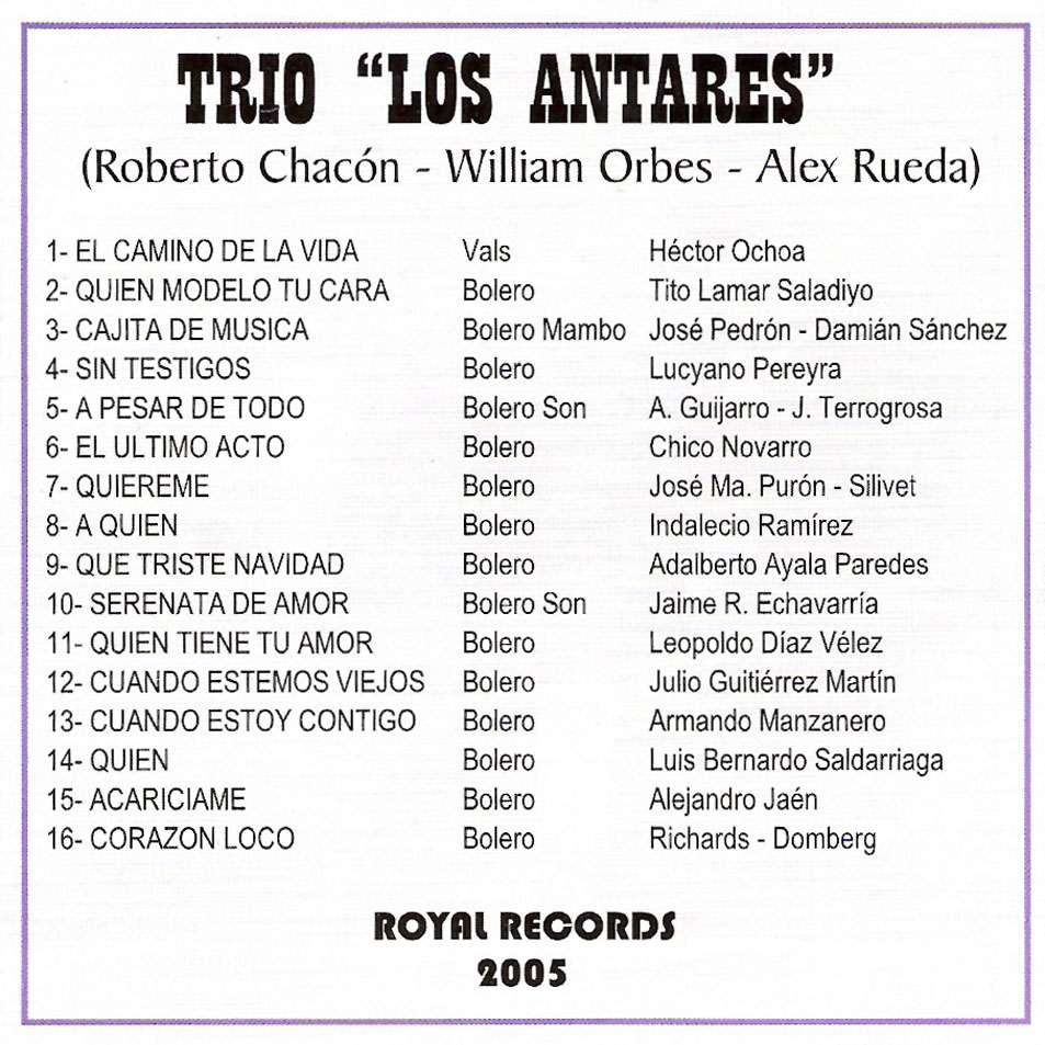 Cartula Interior Frontal de Trio Los Antares - El Camino De La Vida Y Sus Mejores Exitos