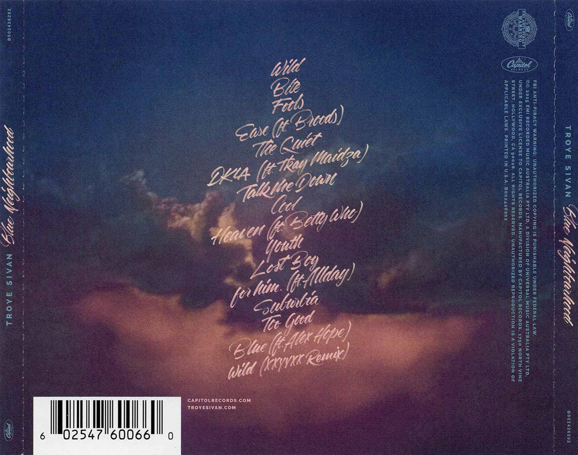 Cartula Trasera de Troye Sivan - Blue Neighborhood (Deluxe Edition)