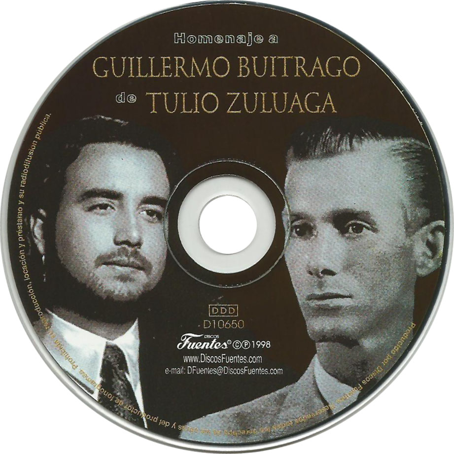 Cartula Cd de Tulio Zuloaga - Homenaje A Guillermo Buitrago