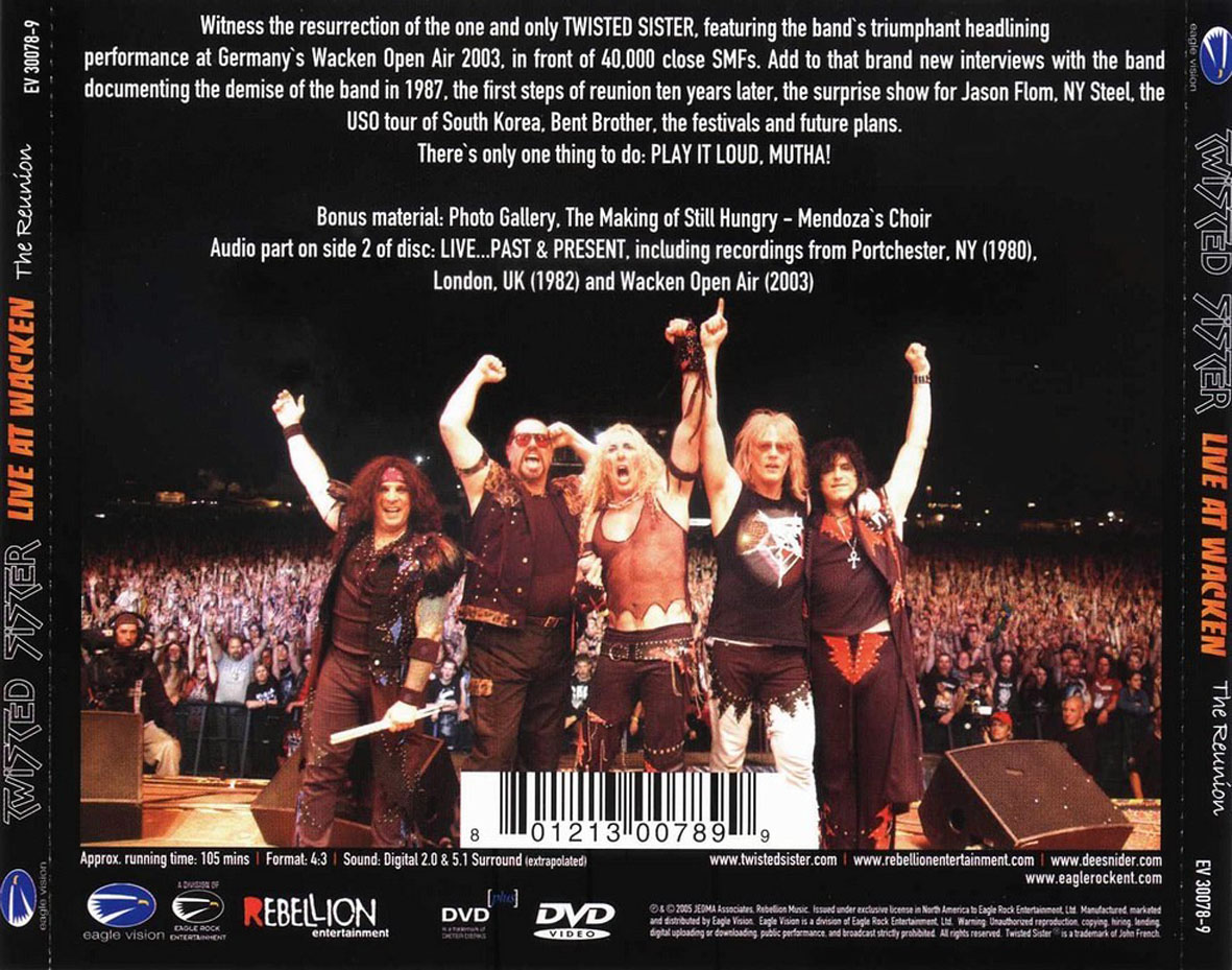 Cartula Trasera de Twisted Sister - Live At Wacken: The Reunion