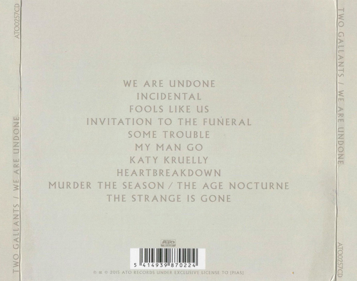 Cartula Trasera de Two Gallants - We Are Undone