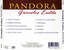 Cartula trasera Pandora Grandes Exitos
