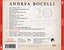 Cartula trasera Andrea Bocelli Romanza (20th Anniversary Edition)