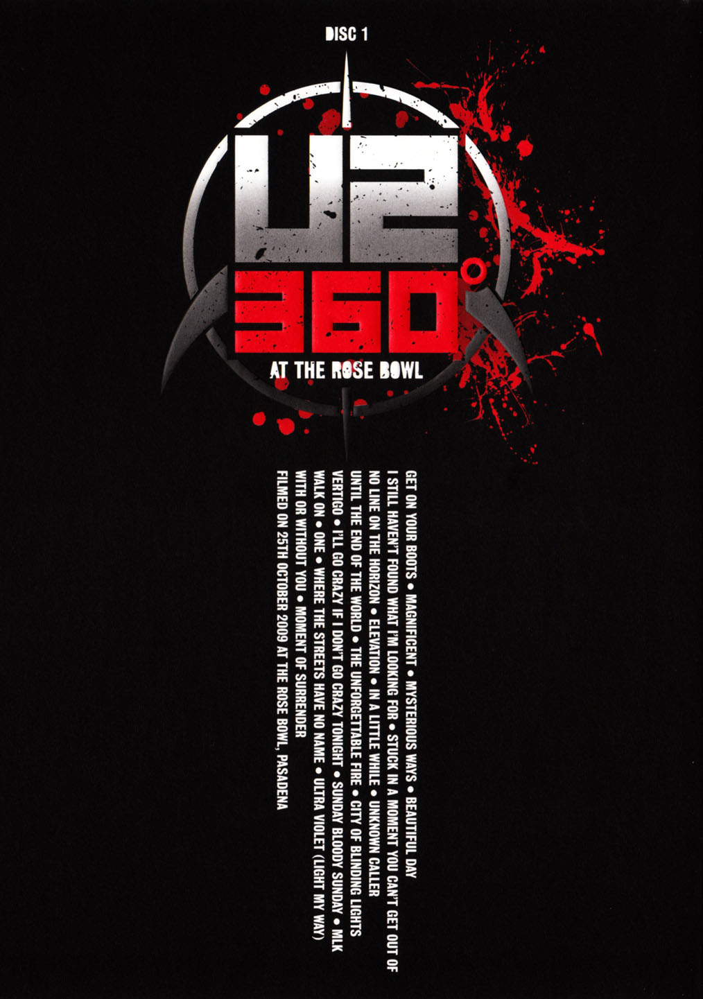 Cartula Interior Frontal de U2 - 360 At The Rose Bowl (Dvd)
