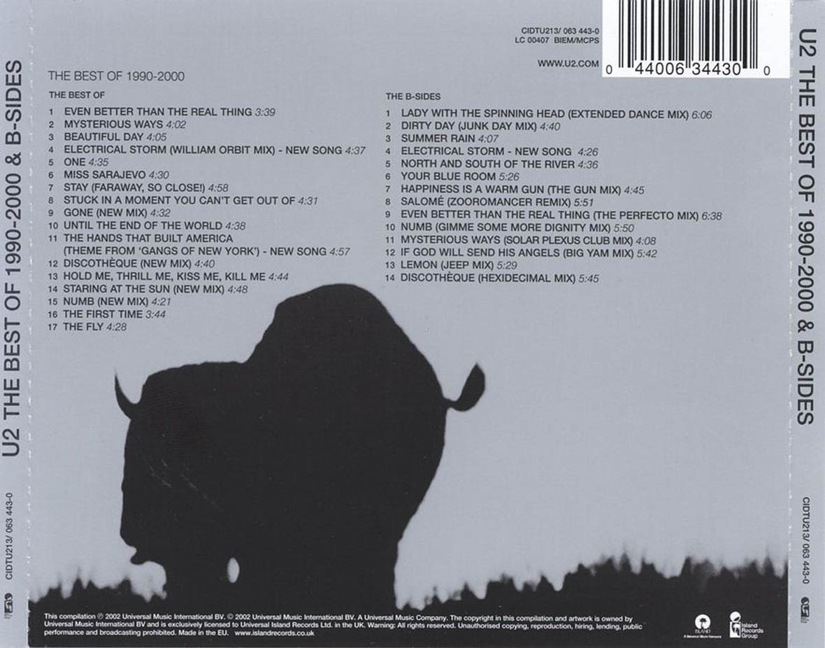 Cartula Trasera de U2 - The Best Of 1990-2000 & B Sides