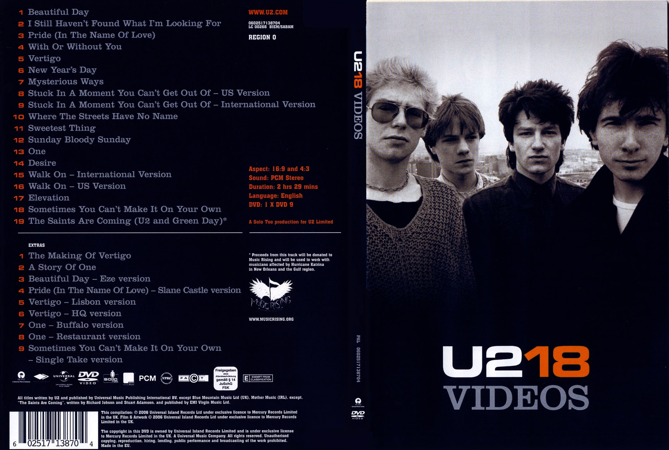 Cartula Caratula de U2 - U2 18 Videos (Dvd)