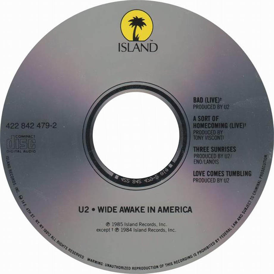Cartula Cd de U2 - Wide Awake In America (Ep)