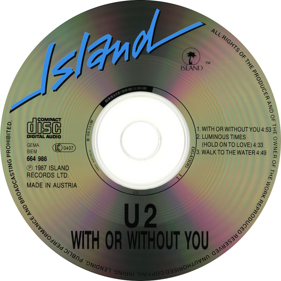 Cartula Cd de U2 - With Or Without You (Cd Single)