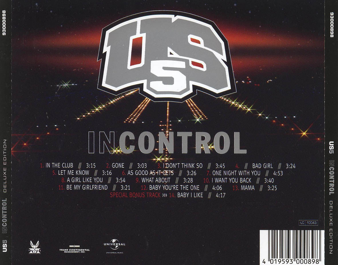 Cartula Trasera de Us5 - In Control (Deluxe Edition)