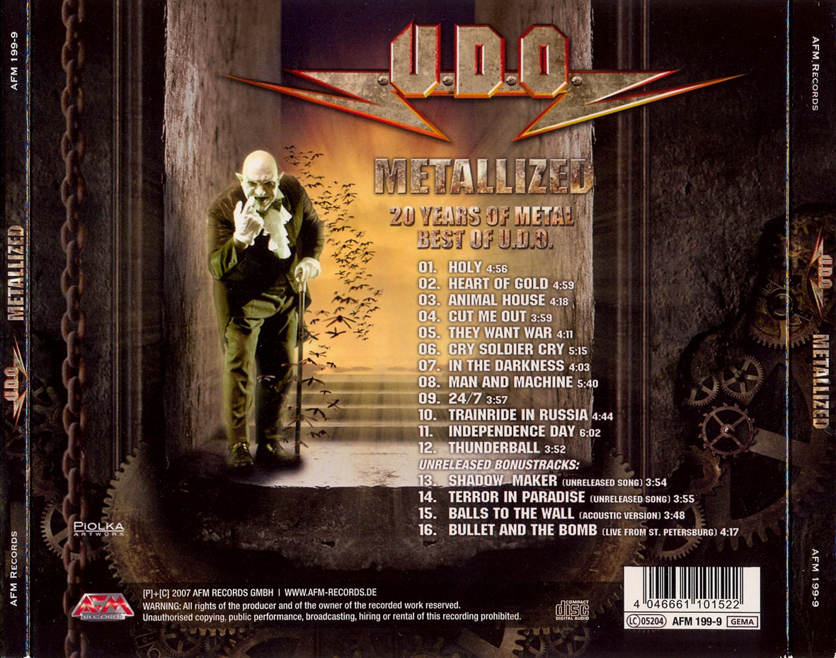 Cartula Trasera de U.d.o. - Metallized 20 Years Of Metal