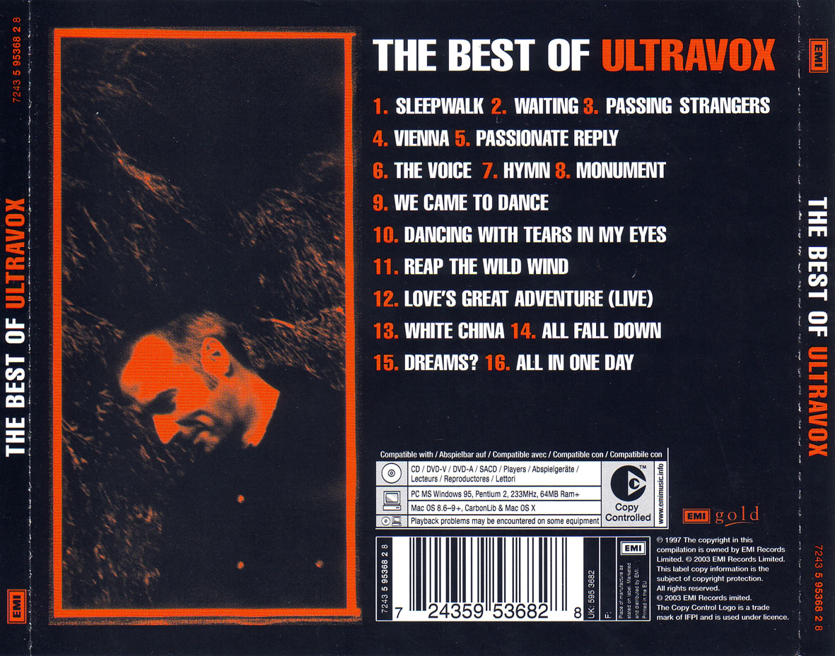 Cartula Trasera de Ultravox - The Best Of Ultravox