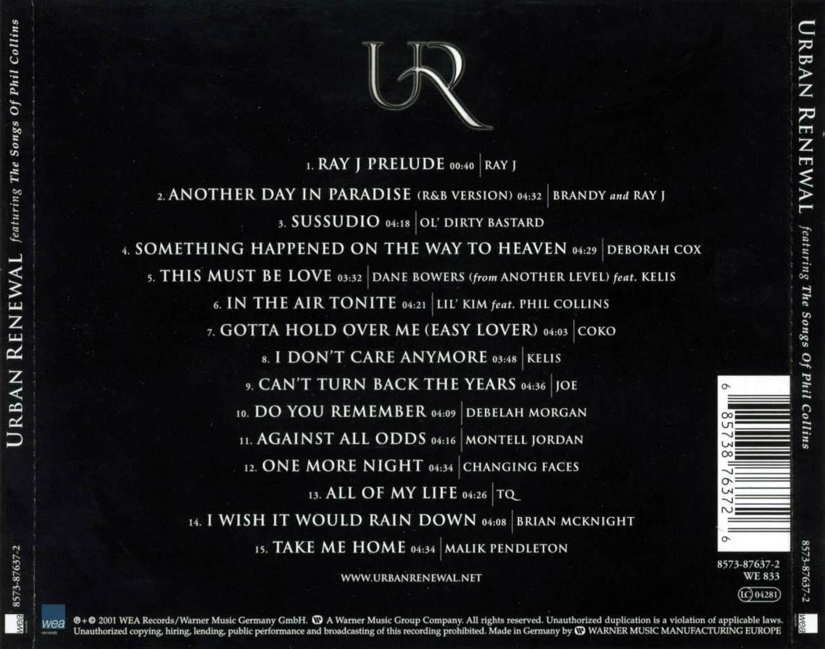 Car�tula Trasera de Urban Renewal Featuring The Songs Of Phil Collins