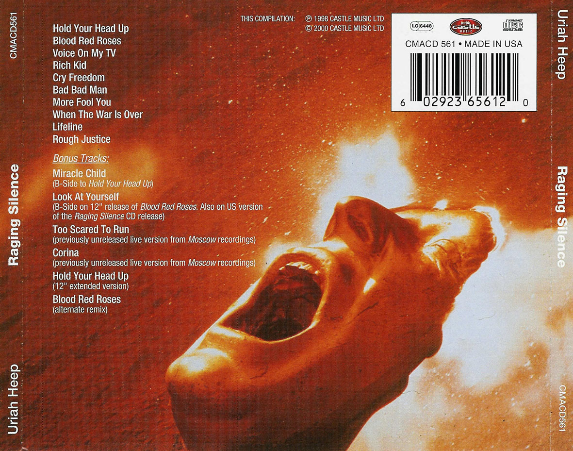 Cartula Trasera de Uriah Heep - Raging Silence