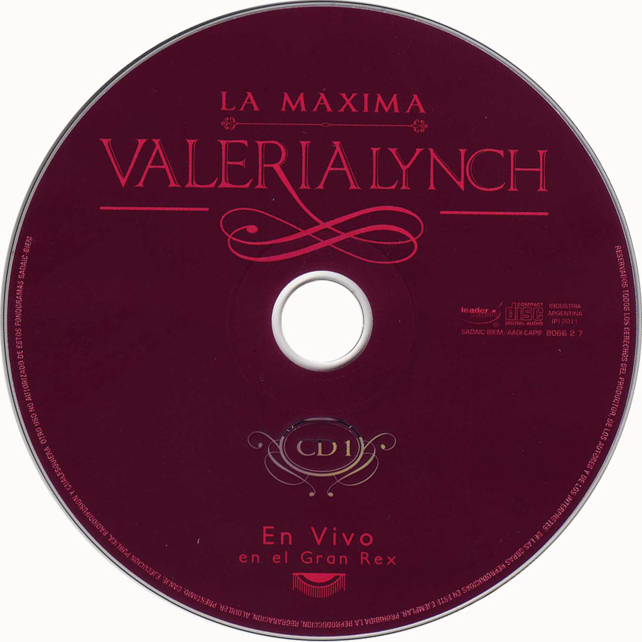 Carátula Cd1 de Valeria Lynch - La Maxima En Vivo