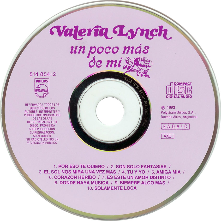 Carátula Cd de Valeria Lynch - Un Poco Mas De Mi