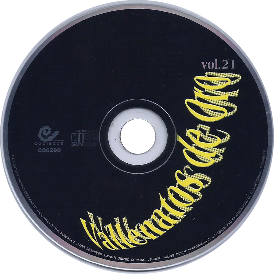 Cartula Cd de Vallenatos De Oro Volumen 21