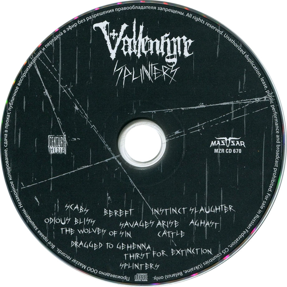 Cartula Cd de Vallenfyre - Splinters