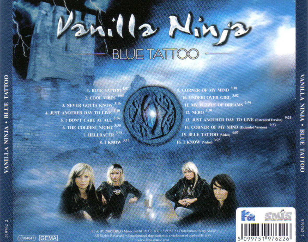 Cartula Trasera de Vanilla Ninja - Blue Tatoo