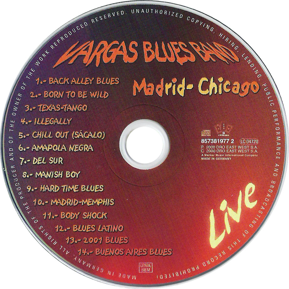 Cartula Cd de Vargas Blues Band - Madrid-Chicago Live