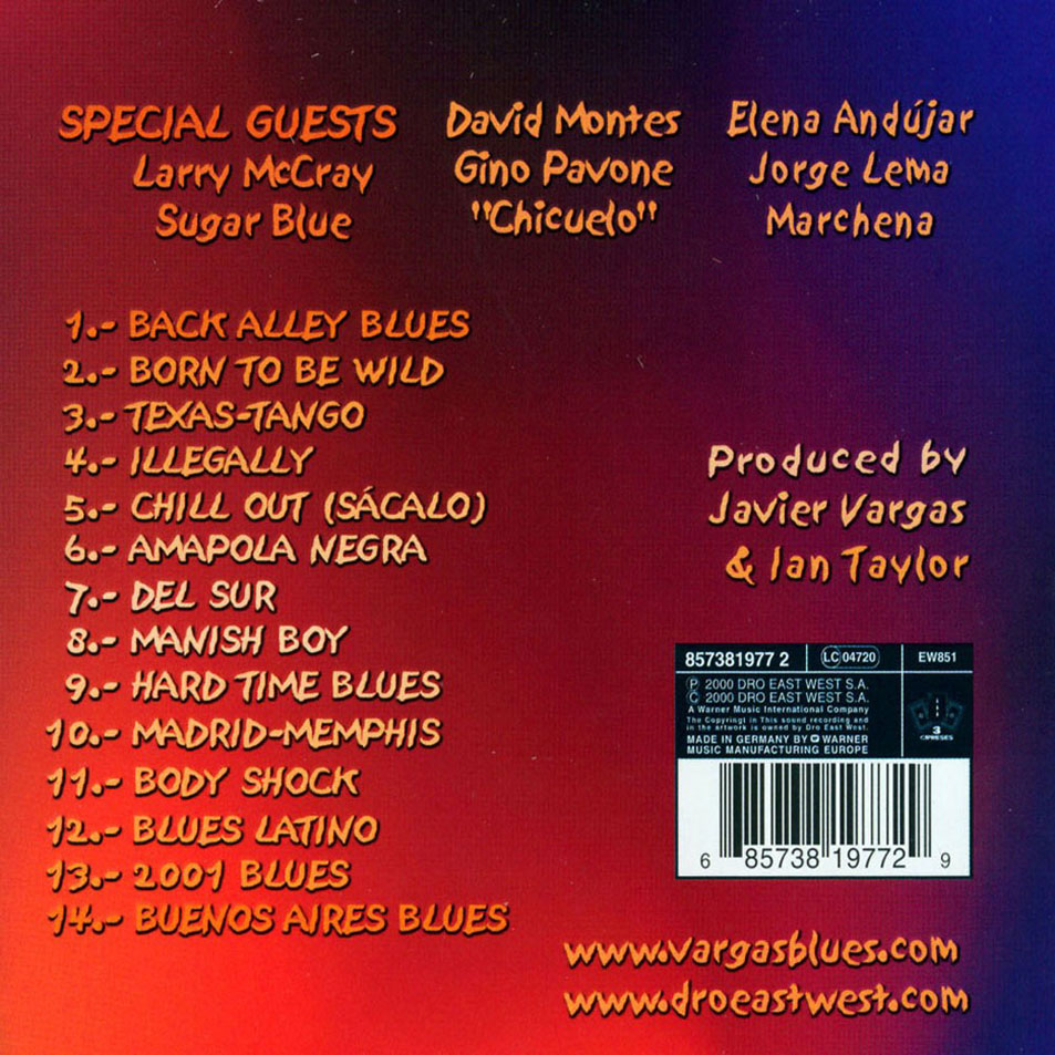 Cartula Interior Frontal de Vargas Blues Band - Madrid-Chicago Live