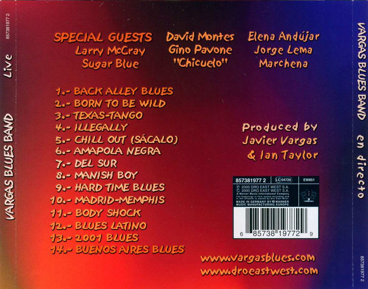 Cartula Trasera de Vargas Blues Band - Madrid-Chicago Live