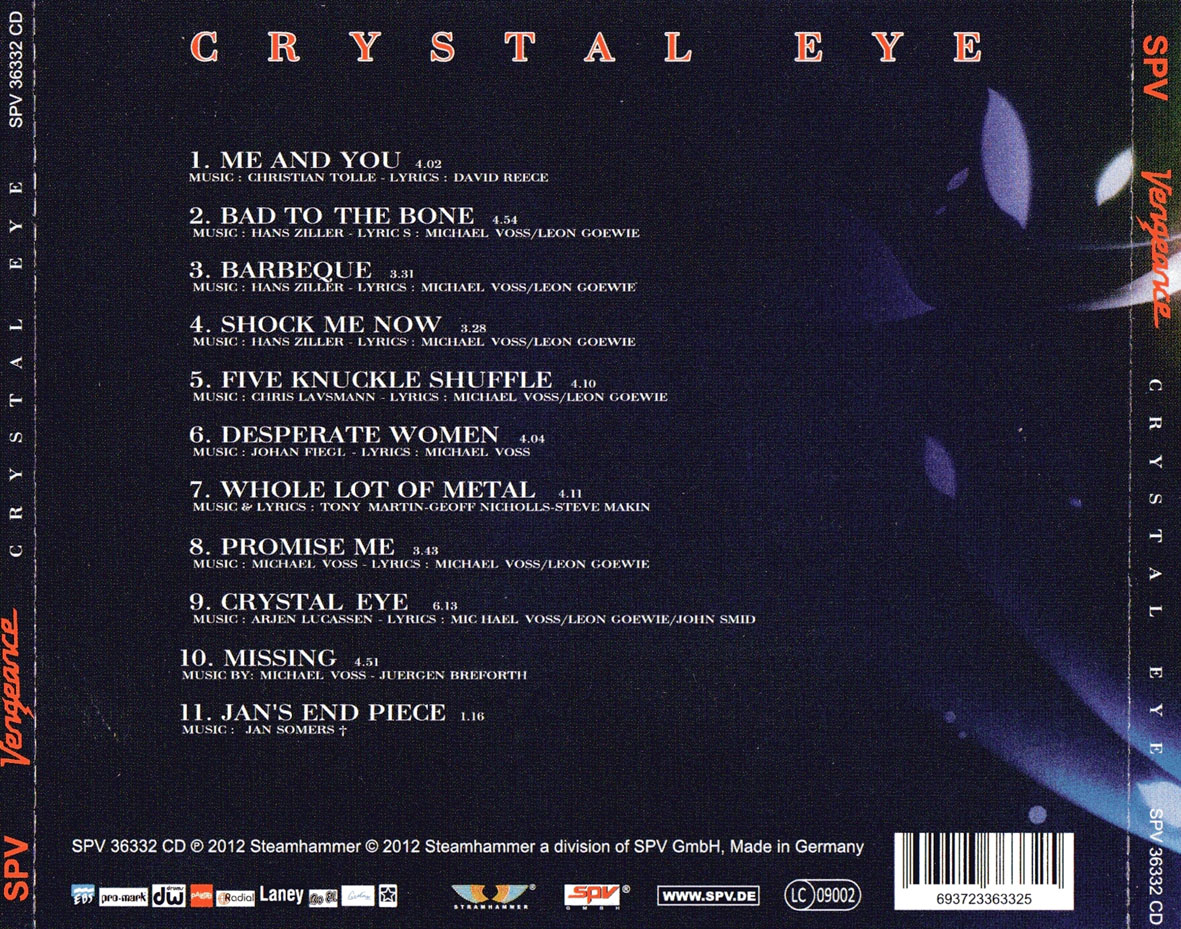 Cartula Trasera de Vengeance - Crystal Eye
