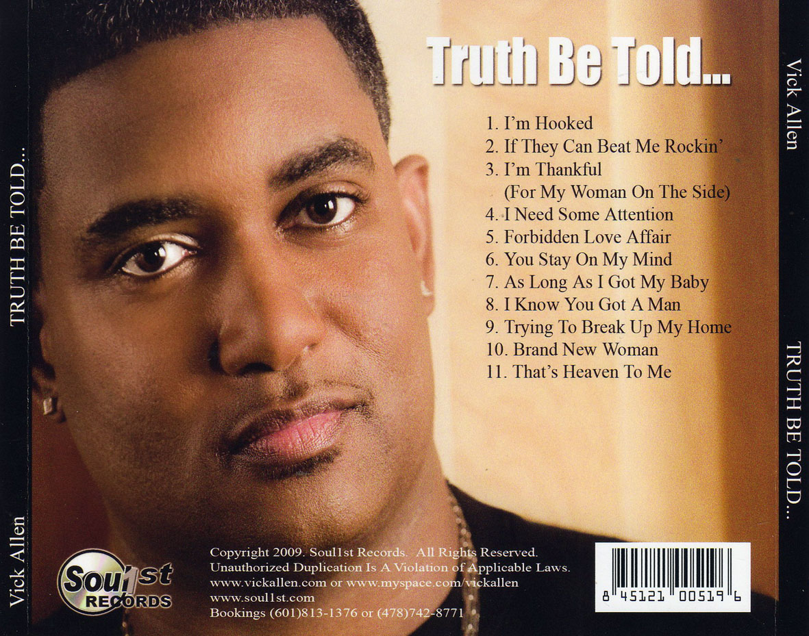 Car�tula Trasera de Vick Allen - Truth Be Told