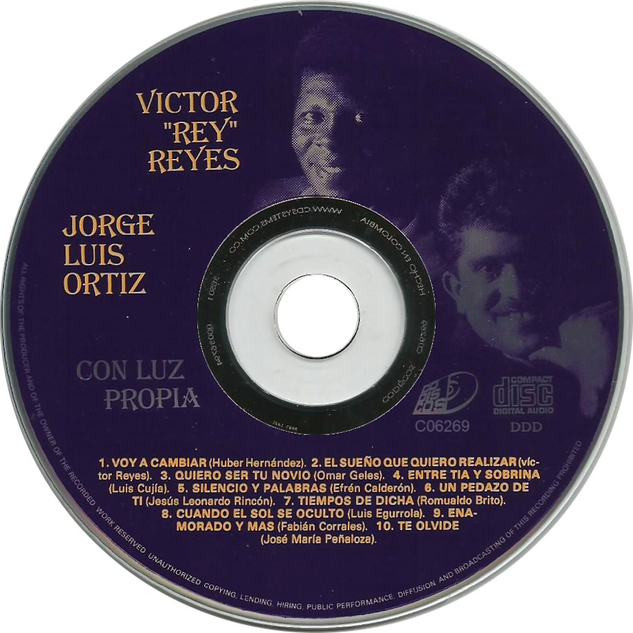 Cartula Cd de Victor Rey Reyes Y Jorge Luis Ortiz - Con Luz Propia