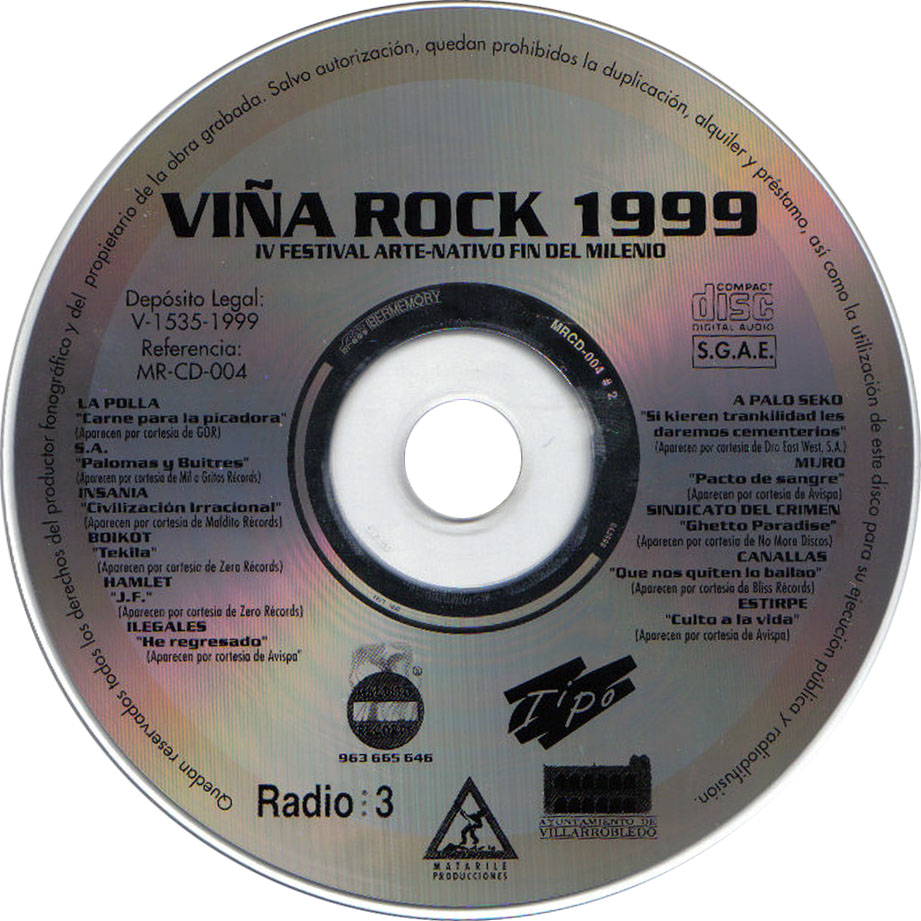 Cartula Cd de Via Rock 1999