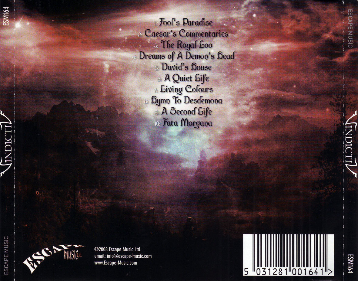 Cartula Trasera de Vindictiv - Vindictiv