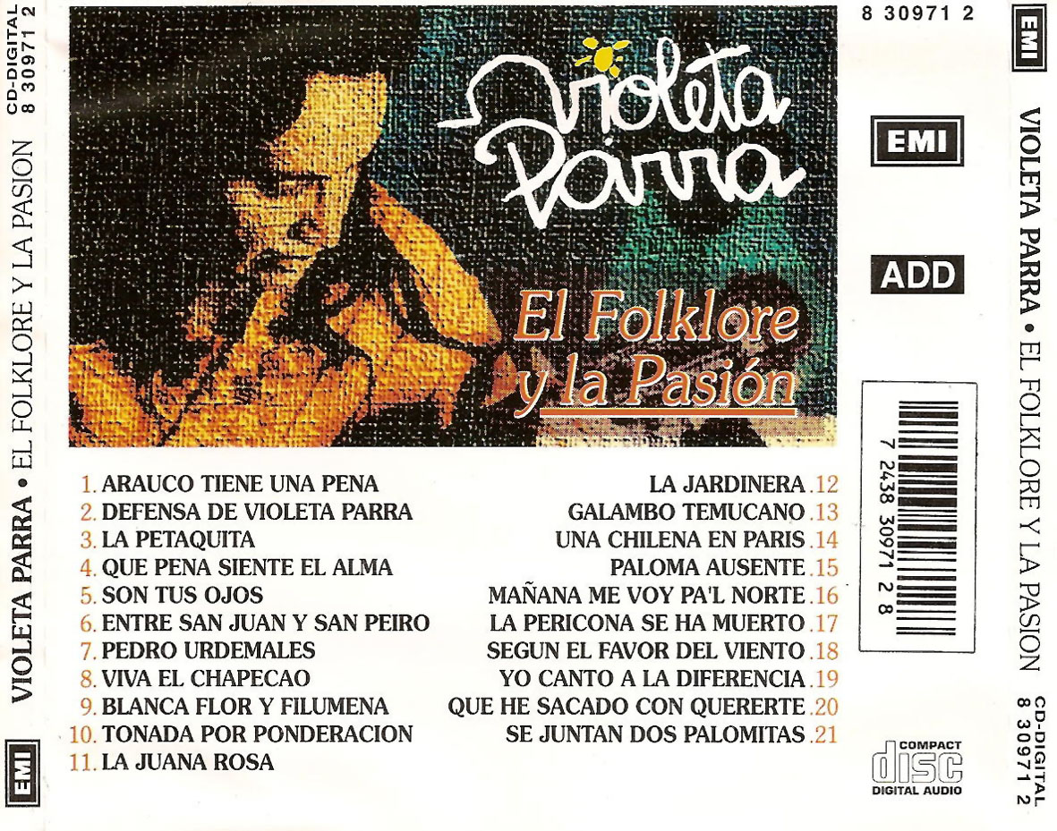 Cartula Trasera de Violeta Parra - El Folklore Y La Pasion