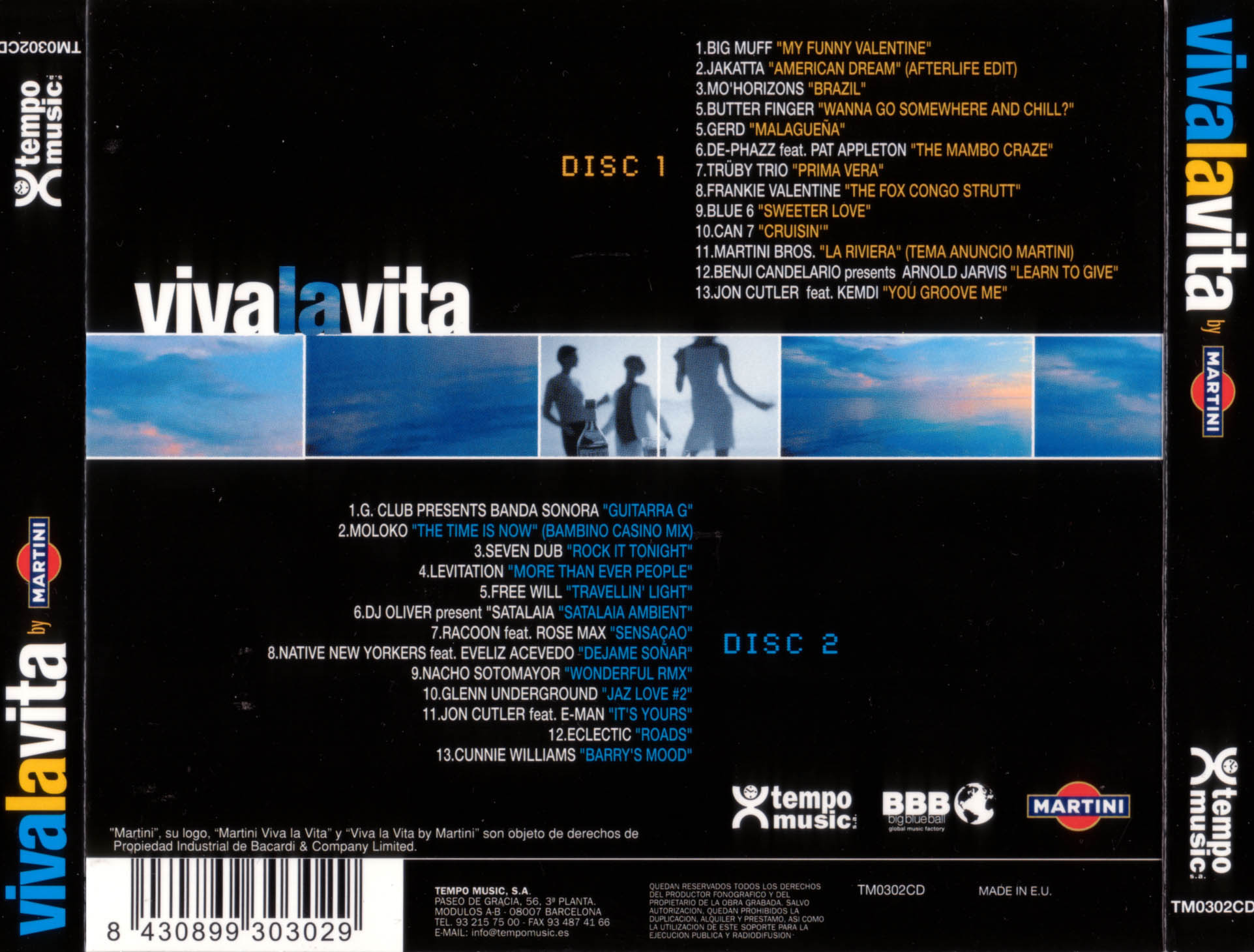 Cartula Trasera de Viva La Vita By Martini