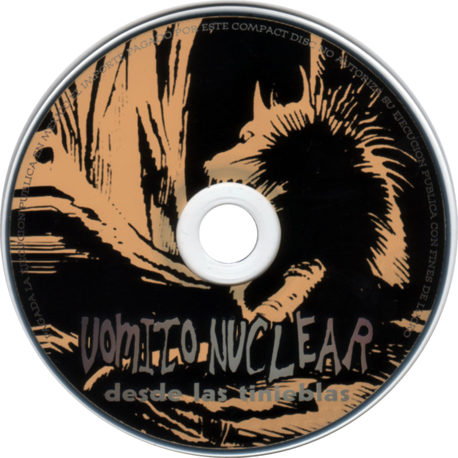 Cartula Cd de Vomito Nuclear - Desde Las Tinieblas