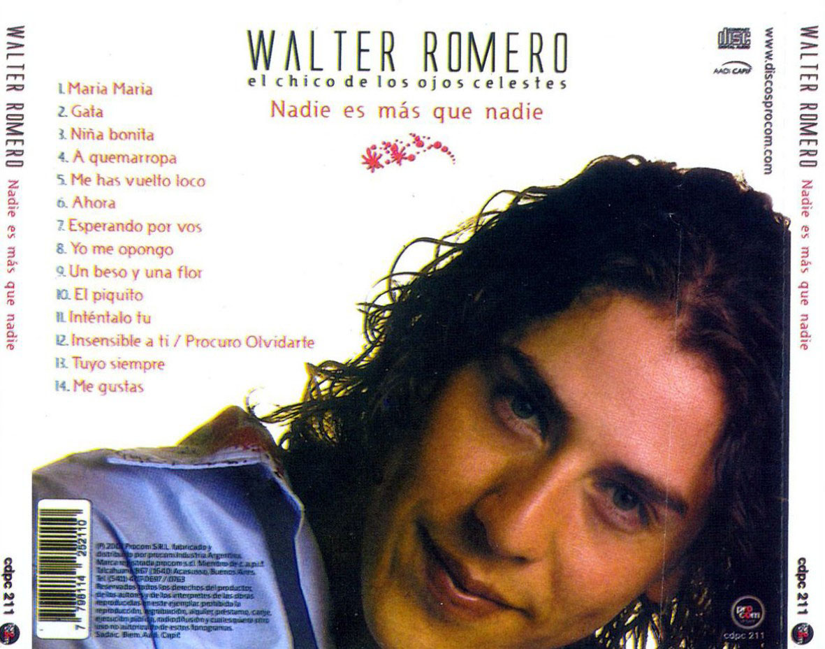 Cartula Trasera de Walter Romero - Nadie Es Mas Que Nadie