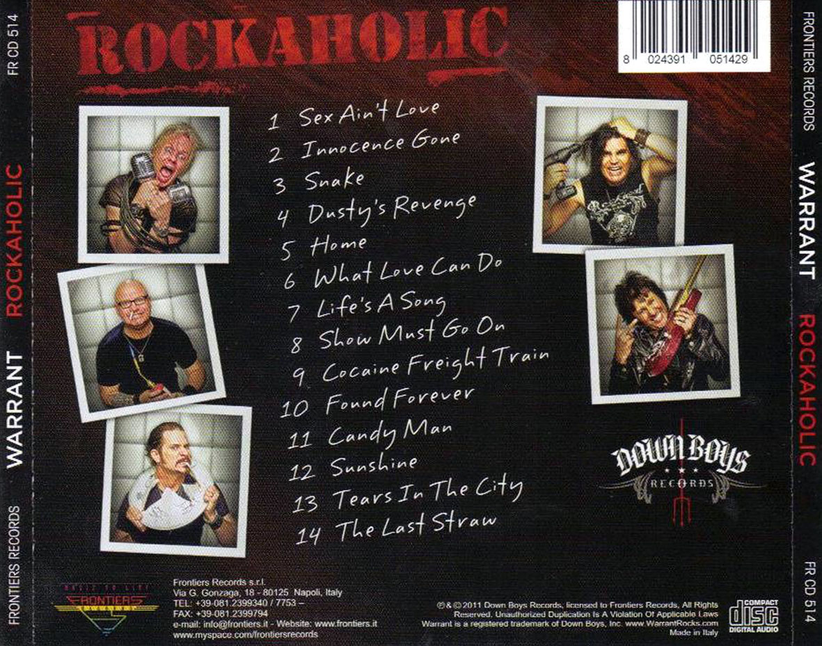 Cartula Trasera de Warrant - Rockaholic