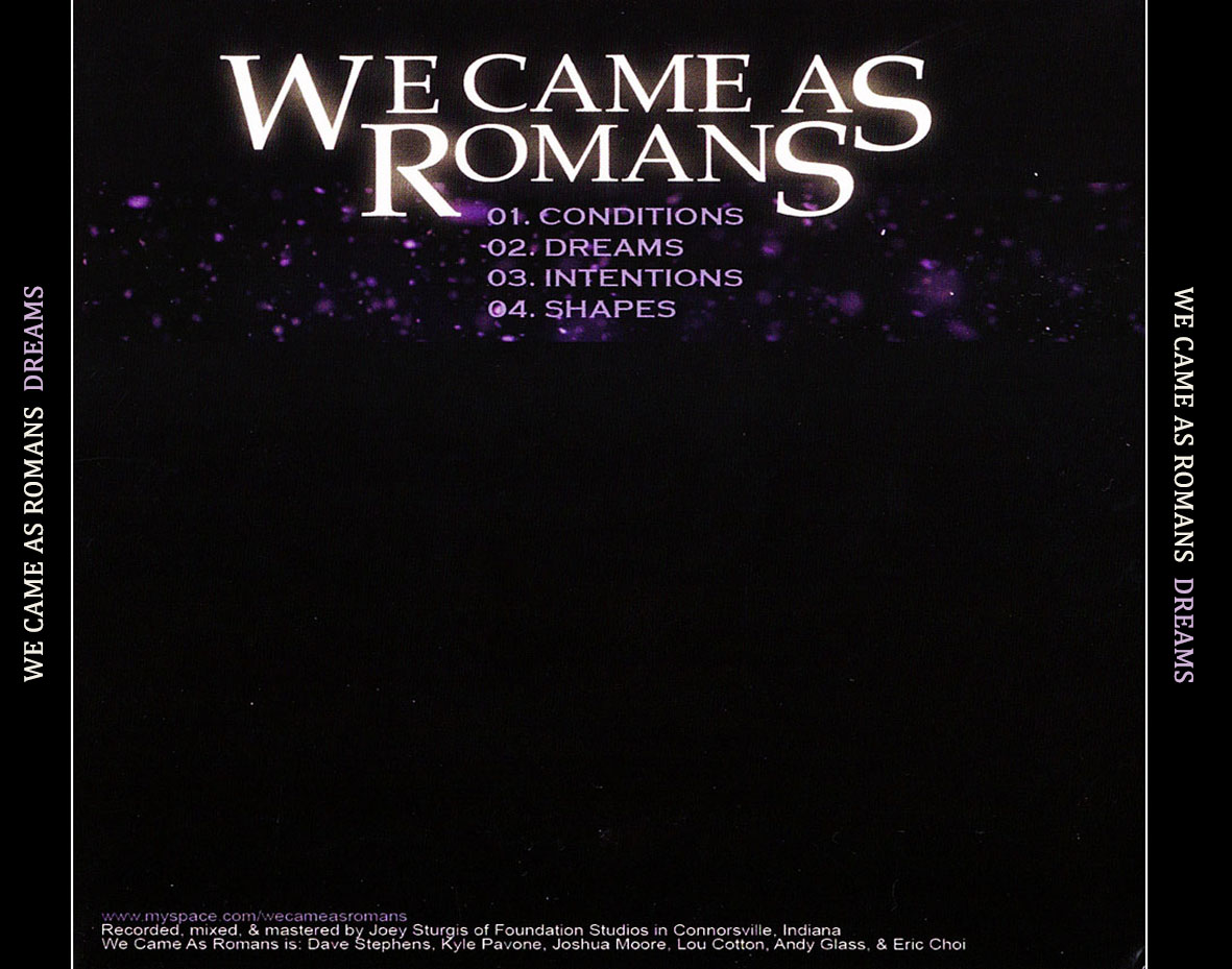 Cartula Trasera de We Came As Romans - Dreams (Ep)