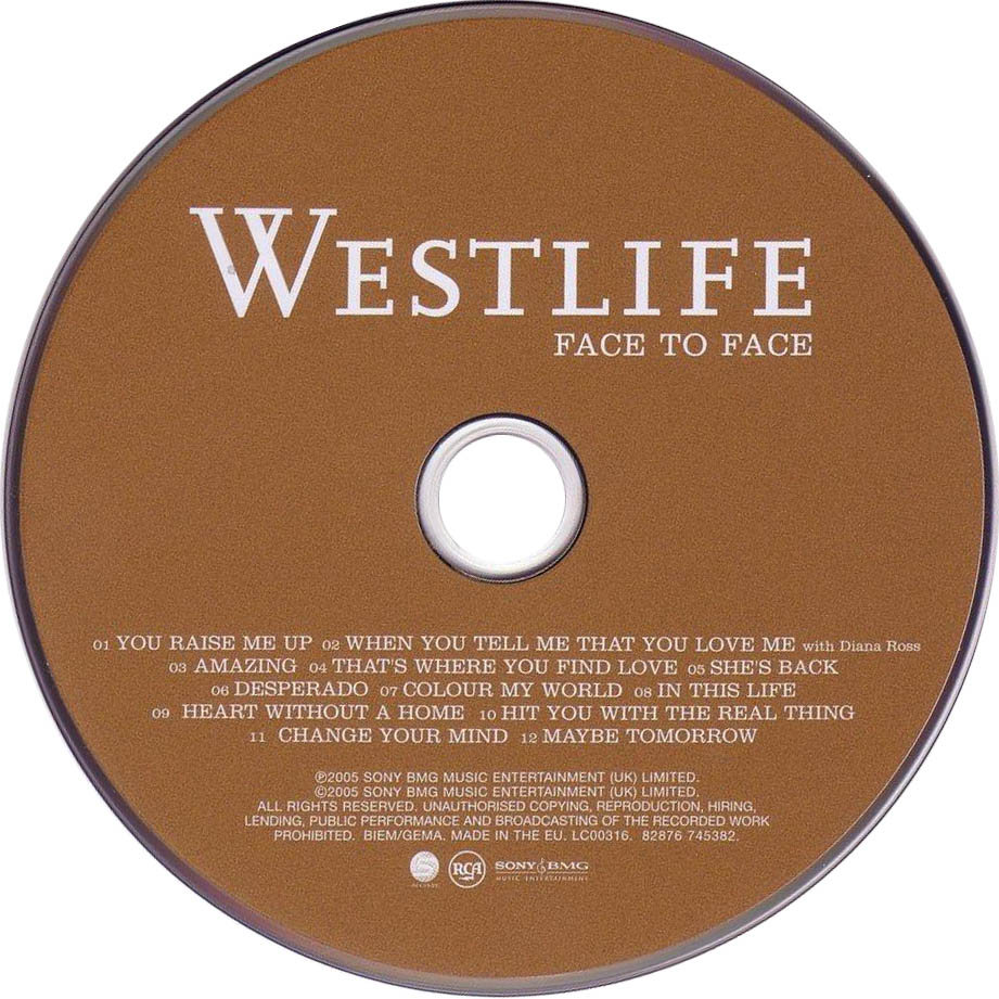 Cartula Cd de Westlife - Face To Face