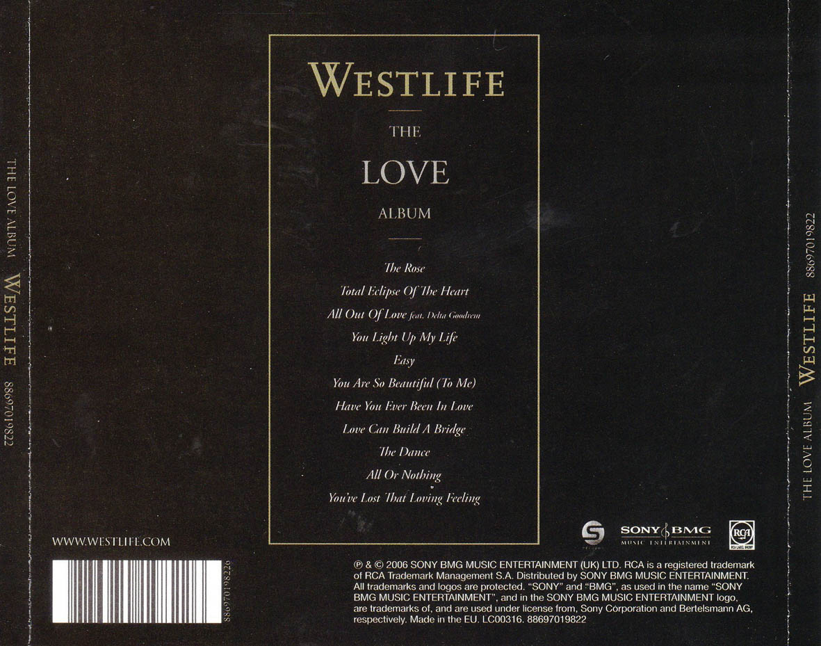 Cartula Trasera de Westlife - The Love Album