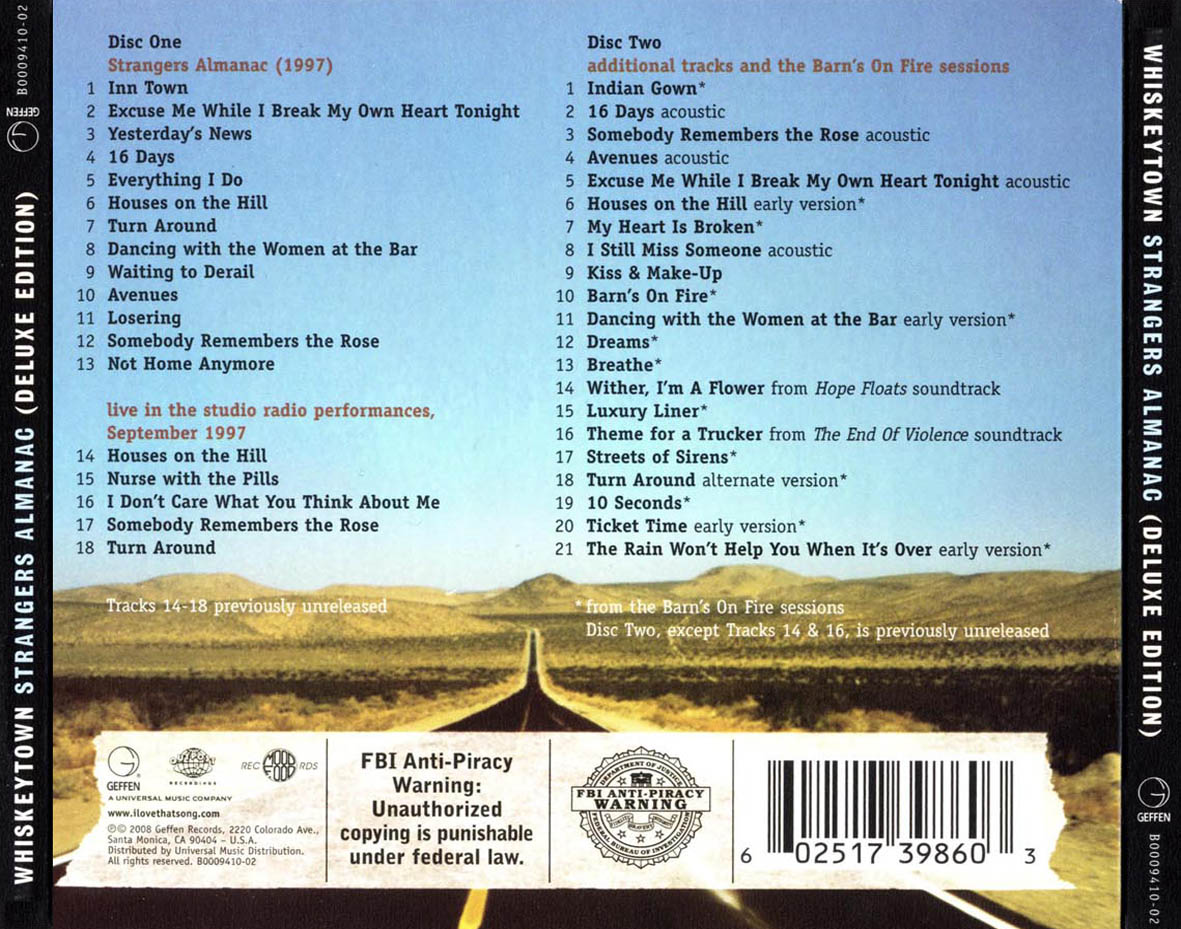 Cartula Trasera de Whiskeytown - Strangers Almanac (Deluxe Edition)