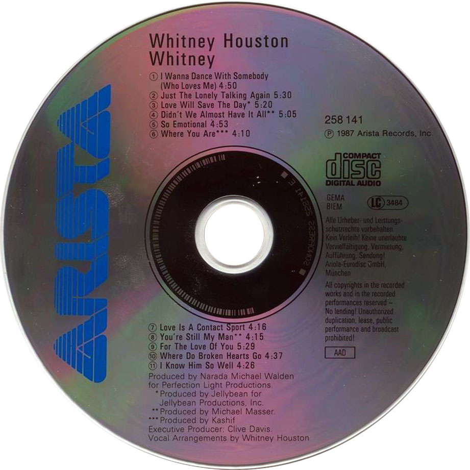 Cartula Cd de Whitney Houston - Whitney