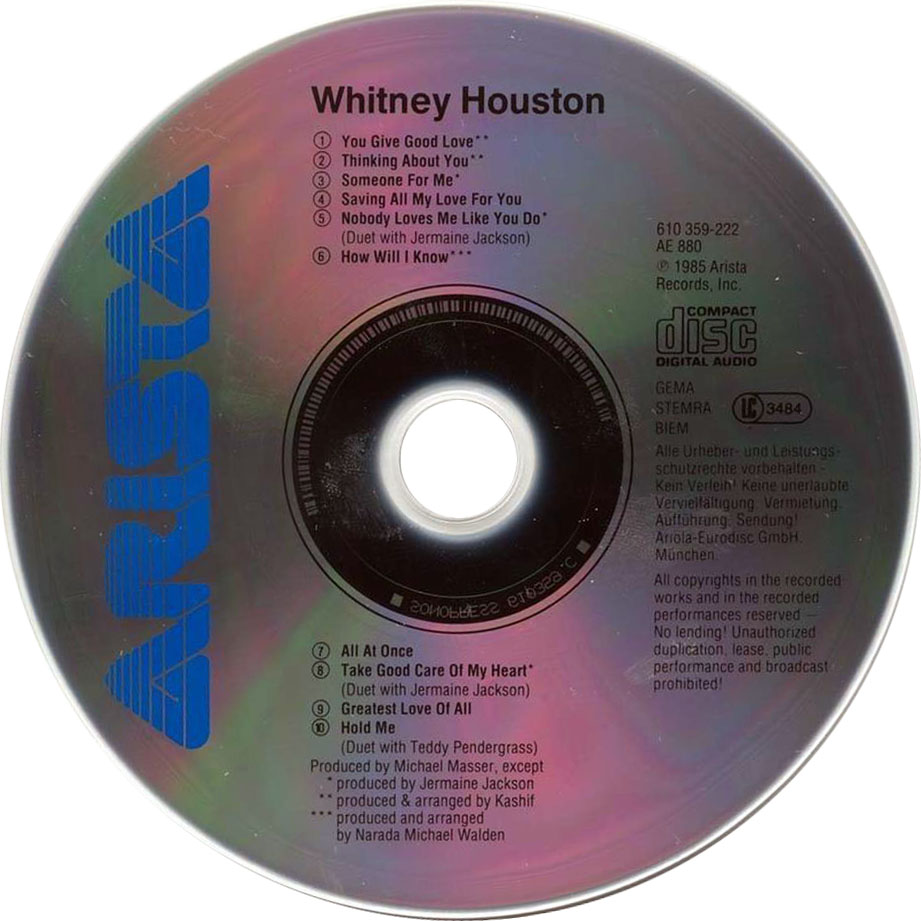 Cartula Cd de Whitney Houston - Whitney Houston