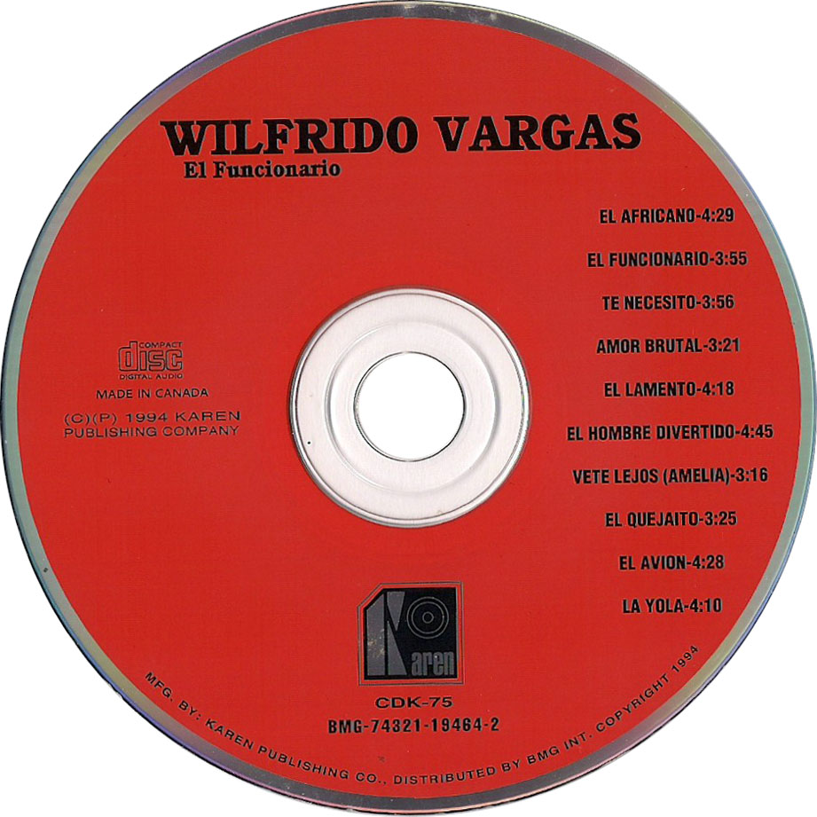 Cartula Cd de Wilfrido Vargas - El Funcionario