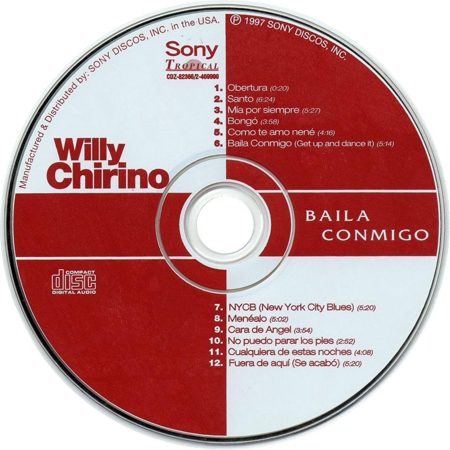 Cartula Cd de Willy Chirino - Baila Conmigo