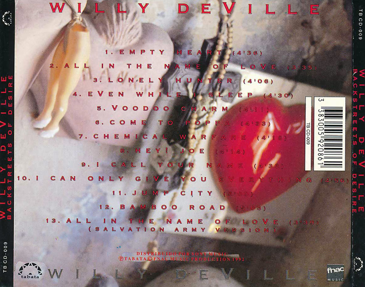 Cartula Trasera de Willy Deville - Backstreets Of Desire