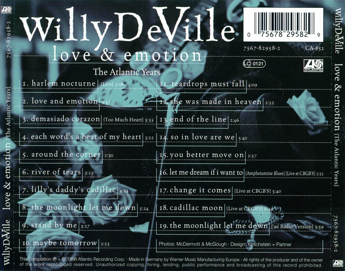 Cartula Trasera de Willy Deville - Love & Emotion The Atlantic Years