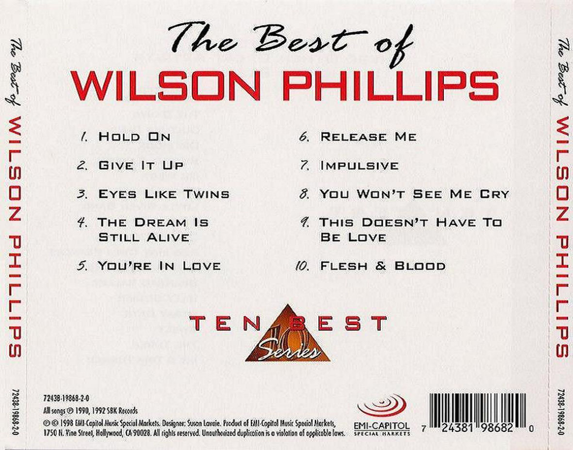 Cartula Trasera de Wilson Phillips - The Best Of Wilson Phillips